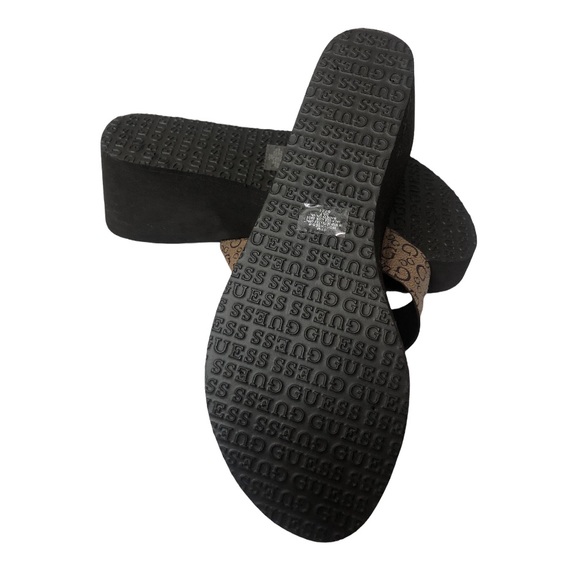 NWT GUESS Women's Brown Platform Heel Flip Flops Sandals Shoes Size 11 - Picture 11 of 12